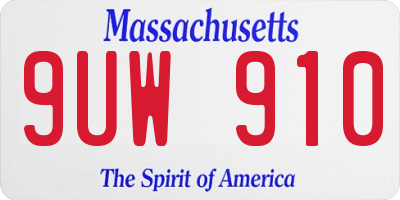 MA license plate 9UW910