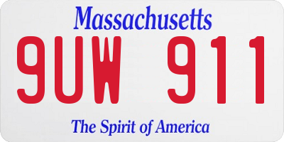 MA license plate 9UW911