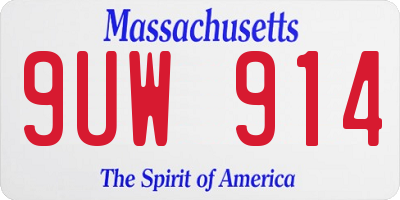 MA license plate 9UW914