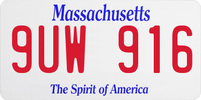 MA license plate 9UW916
