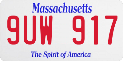 MA license plate 9UW917