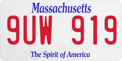 MA license plate 9UW919