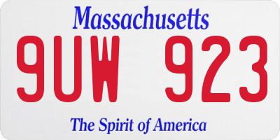 MA license plate 9UW923