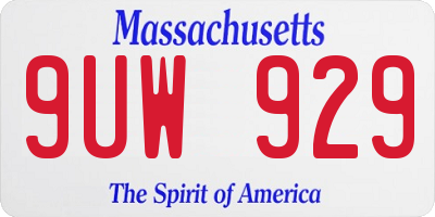 MA license plate 9UW929