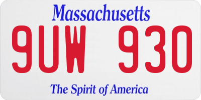 MA license plate 9UW930