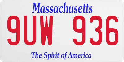 MA license plate 9UW936