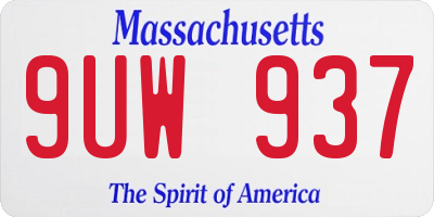 MA license plate 9UW937