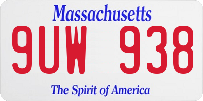 MA license plate 9UW938