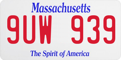 MA license plate 9UW939