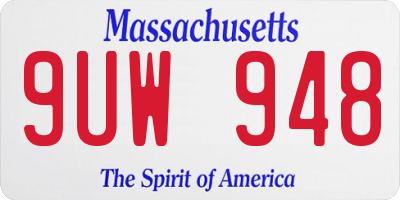 MA license plate 9UW948