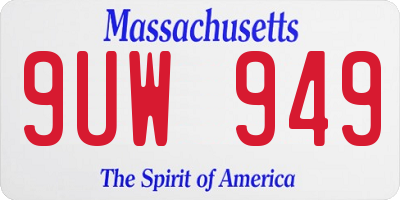 MA license plate 9UW949