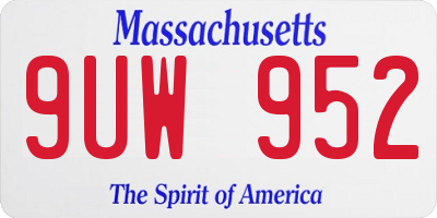 MA license plate 9UW952