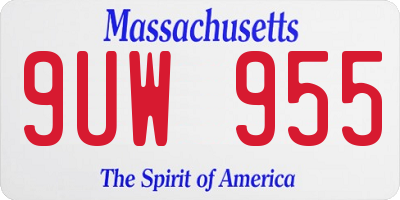 MA license plate 9UW955