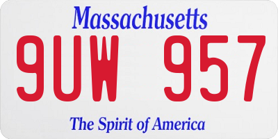 MA license plate 9UW957