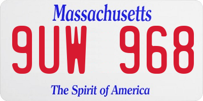 MA license plate 9UW968