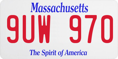 MA license plate 9UW970