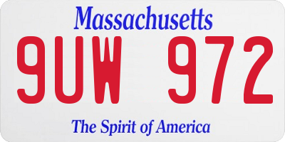 MA license plate 9UW972