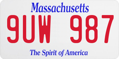 MA license plate 9UW987