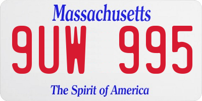 MA license plate 9UW995