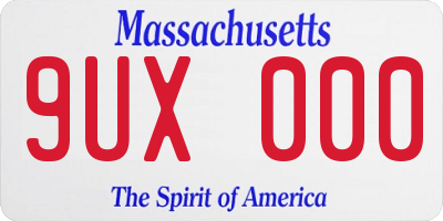 MA license plate 9UX000
