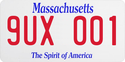 MA license plate 9UX001