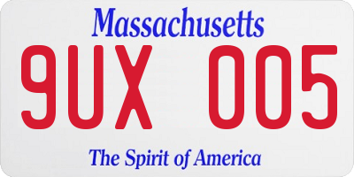 MA license plate 9UX005