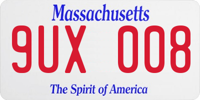 MA license plate 9UX008