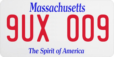 MA license plate 9UX009