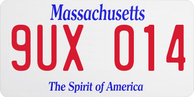 MA license plate 9UX014