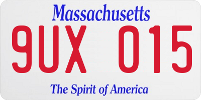MA license plate 9UX015
