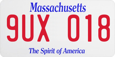 MA license plate 9UX018