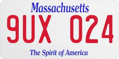 MA license plate 9UX024