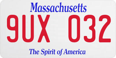 MA license plate 9UX032