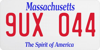 MA license plate 9UX044