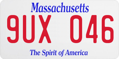 MA license plate 9UX046