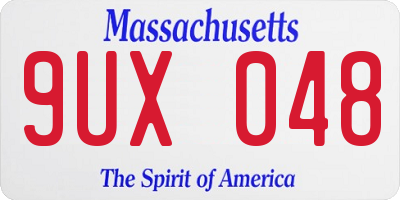 MA license plate 9UX048