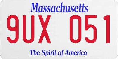 MA license plate 9UX051
