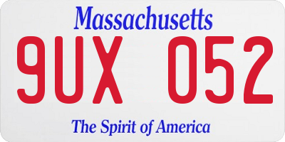 MA license plate 9UX052