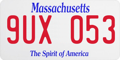 MA license plate 9UX053