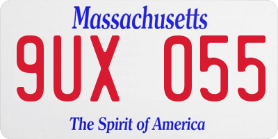 MA license plate 9UX055