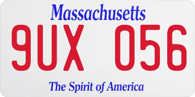 MA license plate 9UX056