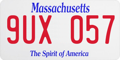 MA license plate 9UX057