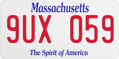 MA license plate 9UX059