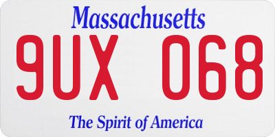 MA license plate 9UX068