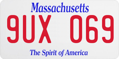 MA license plate 9UX069