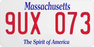 MA license plate 9UX073