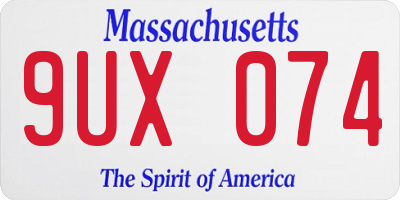MA license plate 9UX074