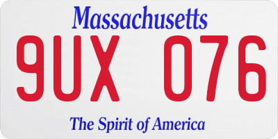 MA license plate 9UX076