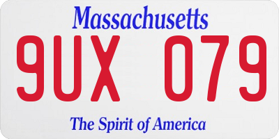 MA license plate 9UX079