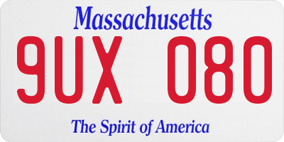 MA license plate 9UX080